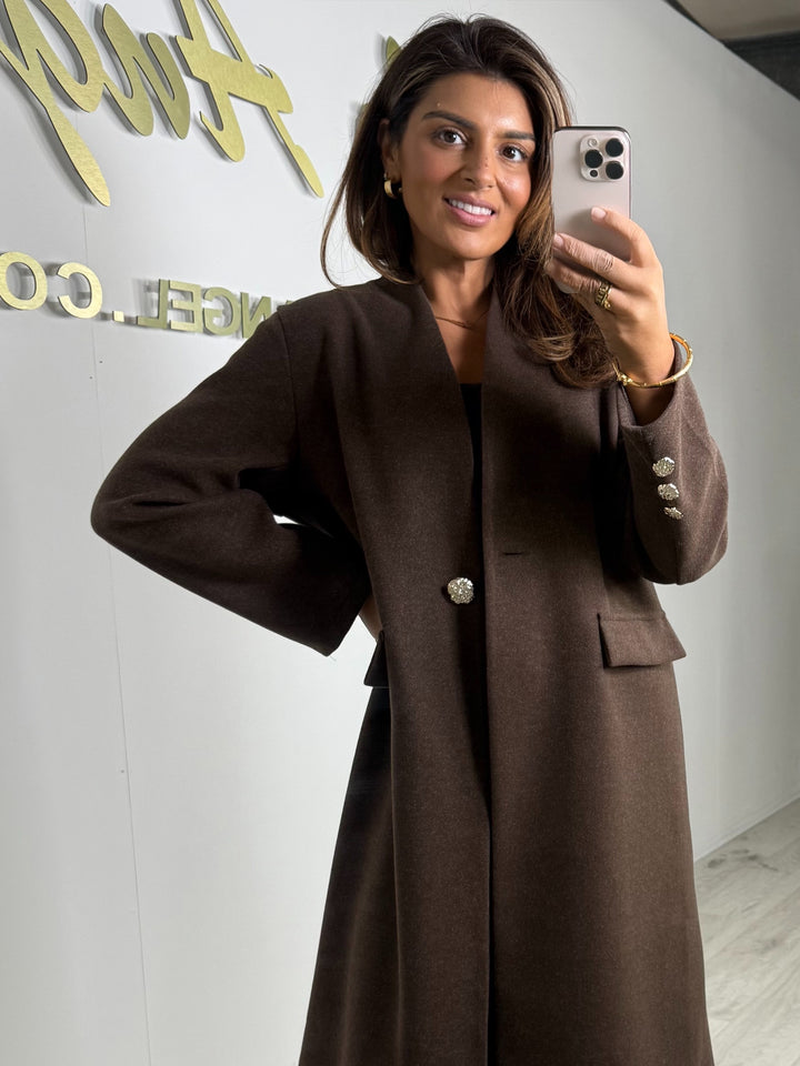 Textured Gold Single Button Longline Jacket (5 Colours)