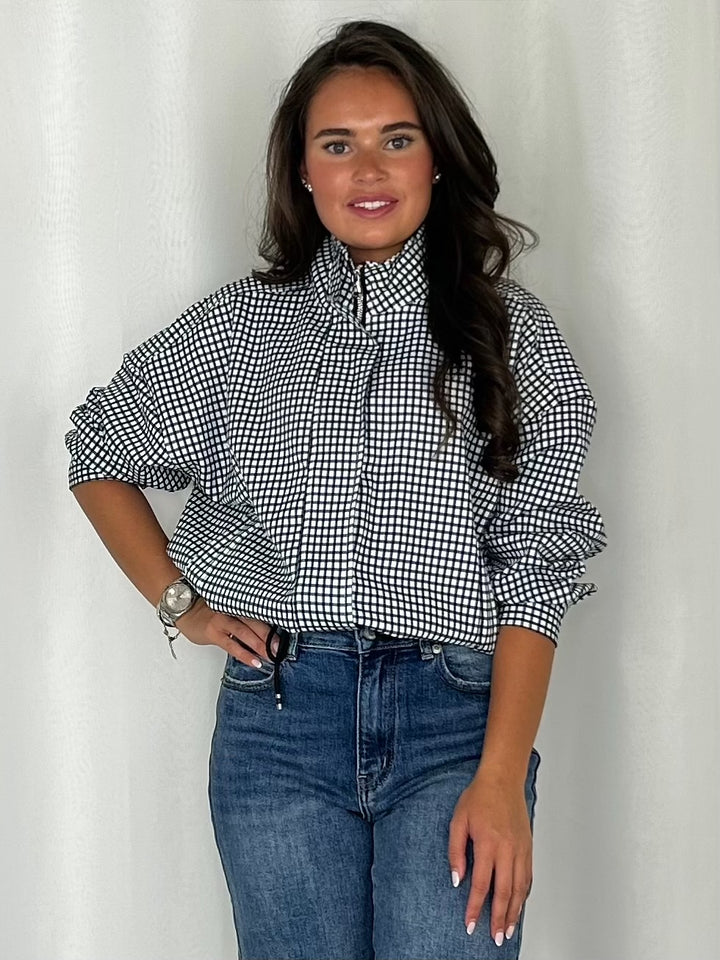 Funnel Neck Checked Bomber Jacket (5 Colours)
