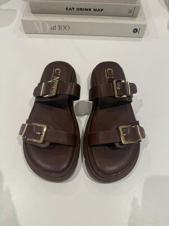 Chunky Sole Double Buckle Sandal (2 Colours)