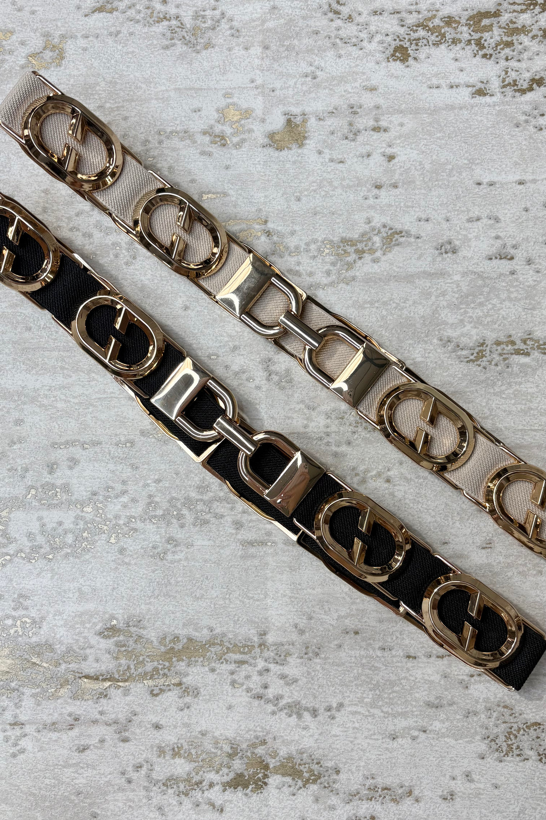 Elastic Gold Oval Buckle Belt (2 Colours)