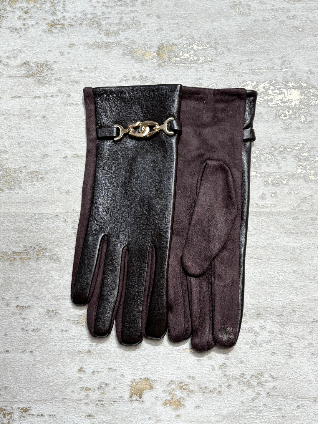Plain Faux Leather Gold Buckle Glove (5 Colours)
