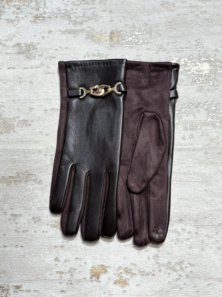 Plain Faux Leather Gold Buckle Glove (5 Colours)
