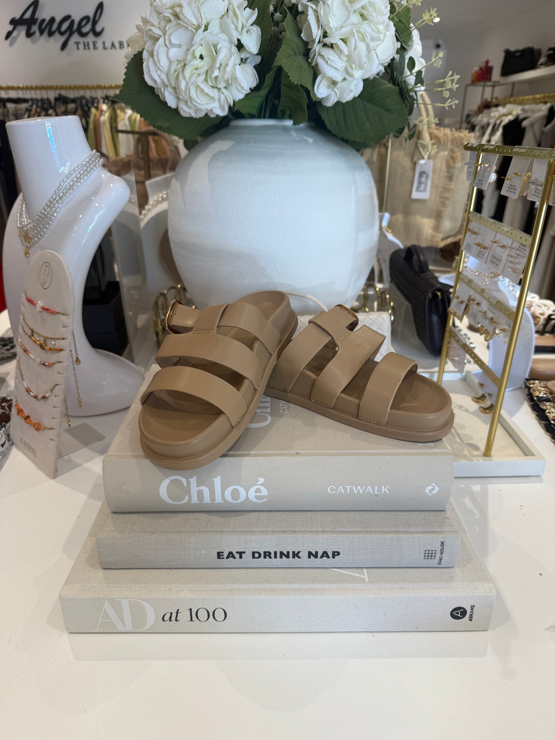 Triple Strap Gold Buckle Sandal (3 Colours)