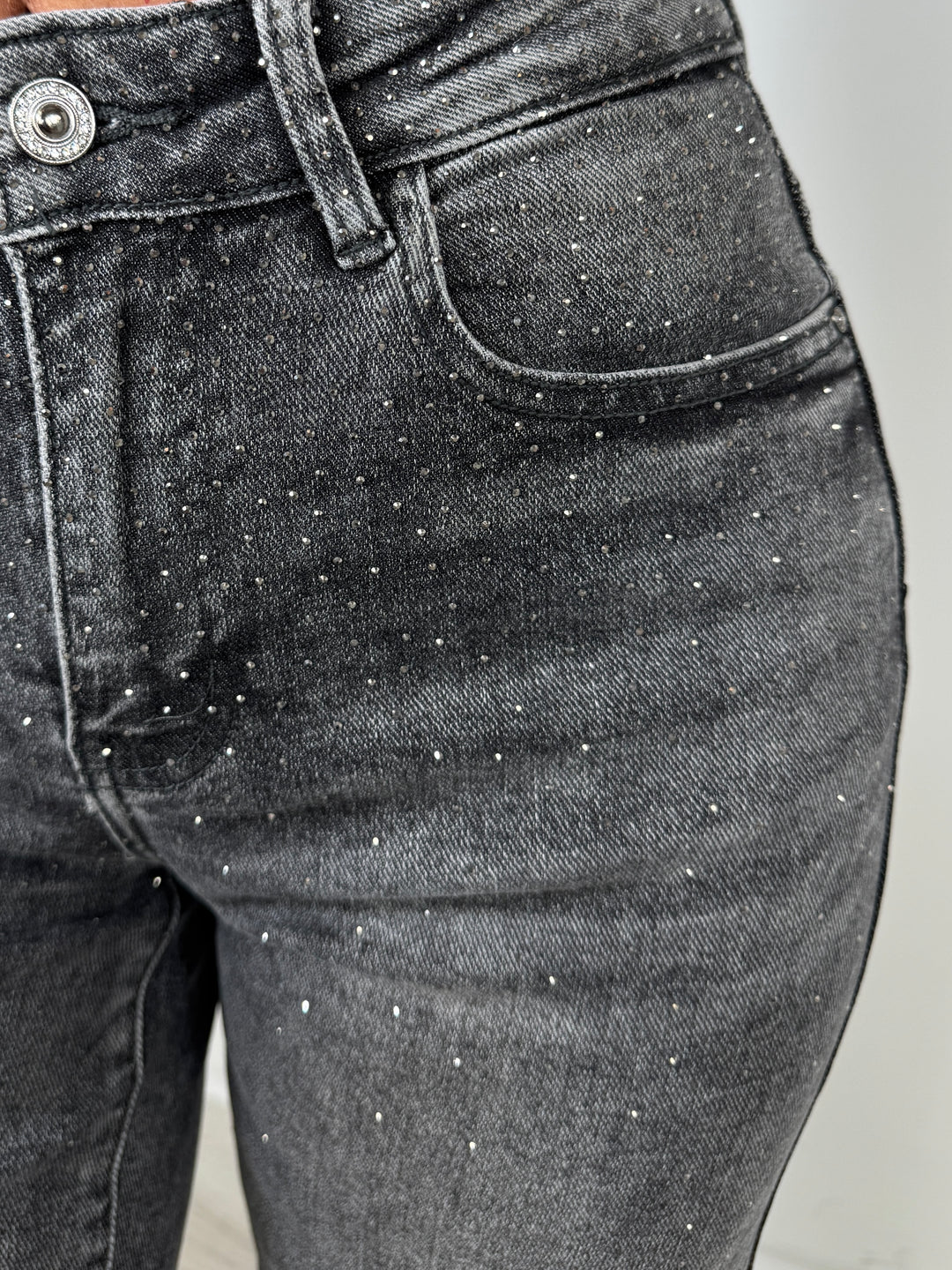 Scattered Studded Denim Straight Leg Jeans (2 Colours)
