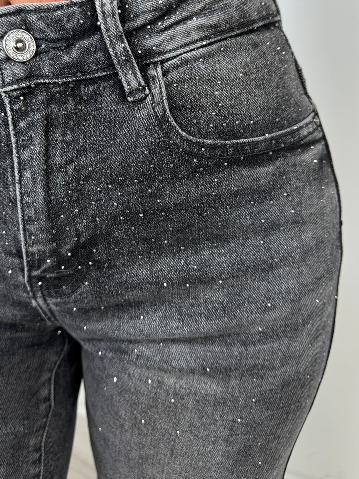 Scattered Studded Denim Straight Leg Jeans (2 Colours)