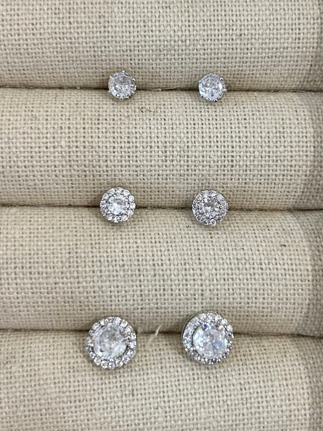 Trio Diamanté Stud Earrings Multi Pack (2 Colours)