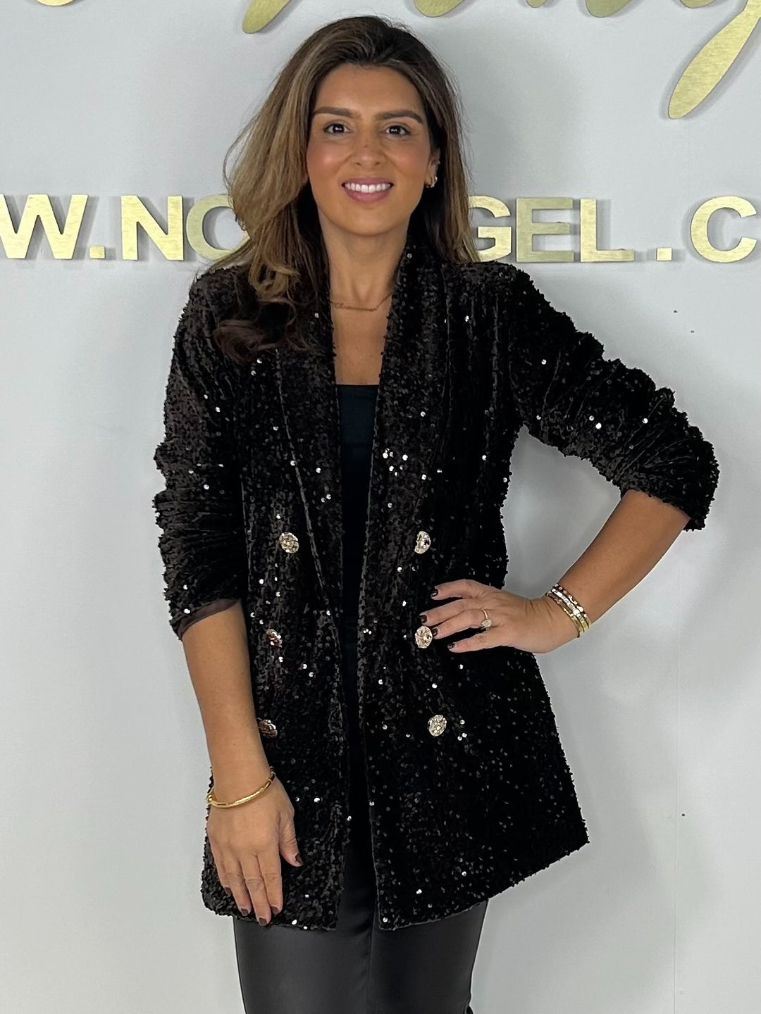 Sequin Textured Gold Button Blazer (2 Colours)