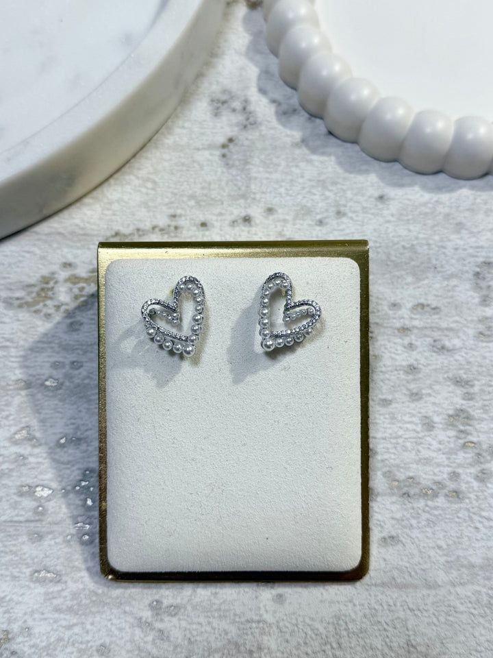 Pearl Double Heart Earrings (2 Colours)