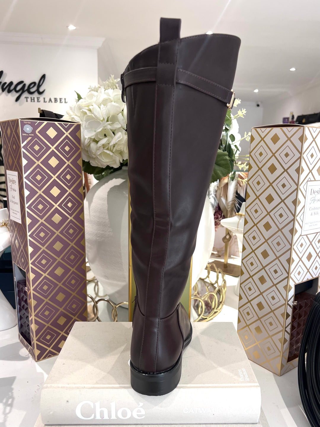 High Gold Buckle Knee High Boots