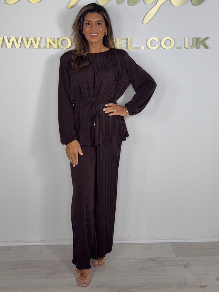 Pleated Shoulder Pad Belted Trouser Co-ord (4 Colours)