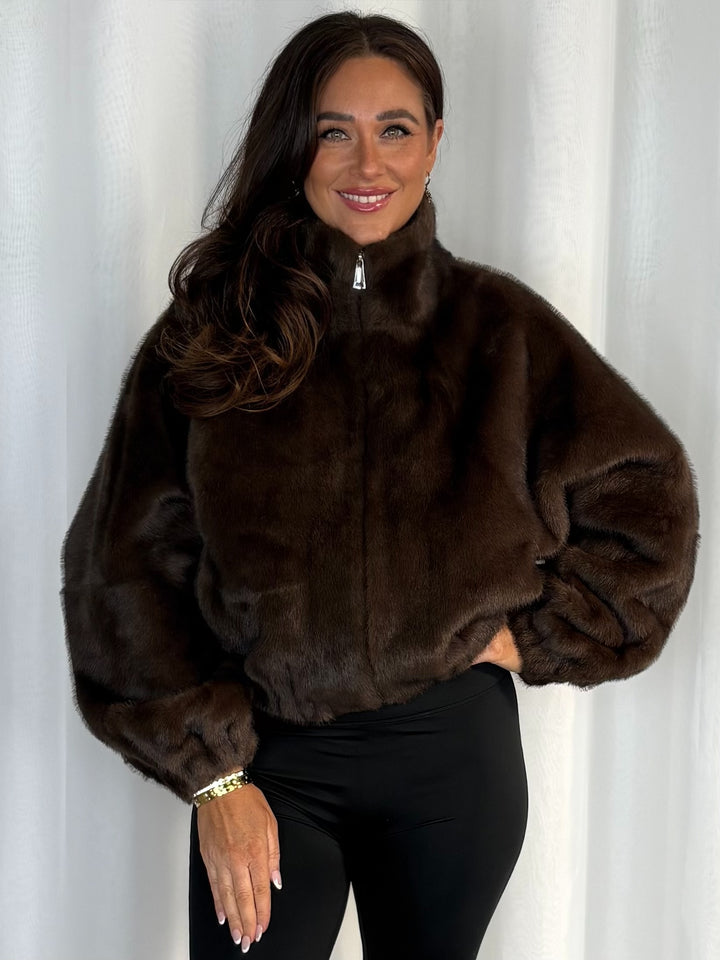 High Neck Faux Fur Zip Jacket (2 Colours)