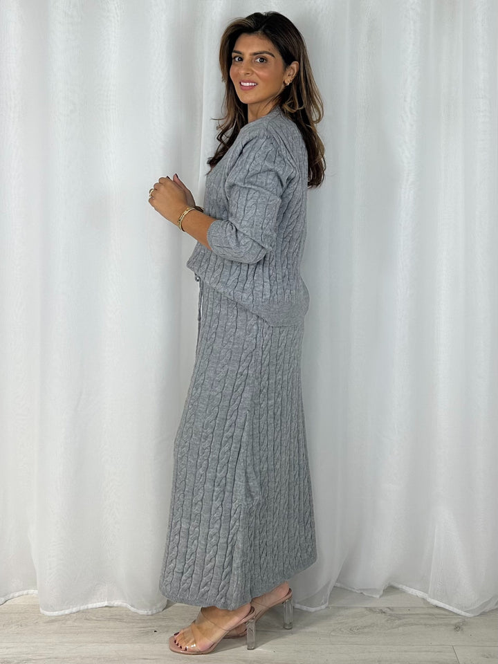 Thick Cable Knit Jumper & Maxi Skirt Co-Ord (3 Colours)