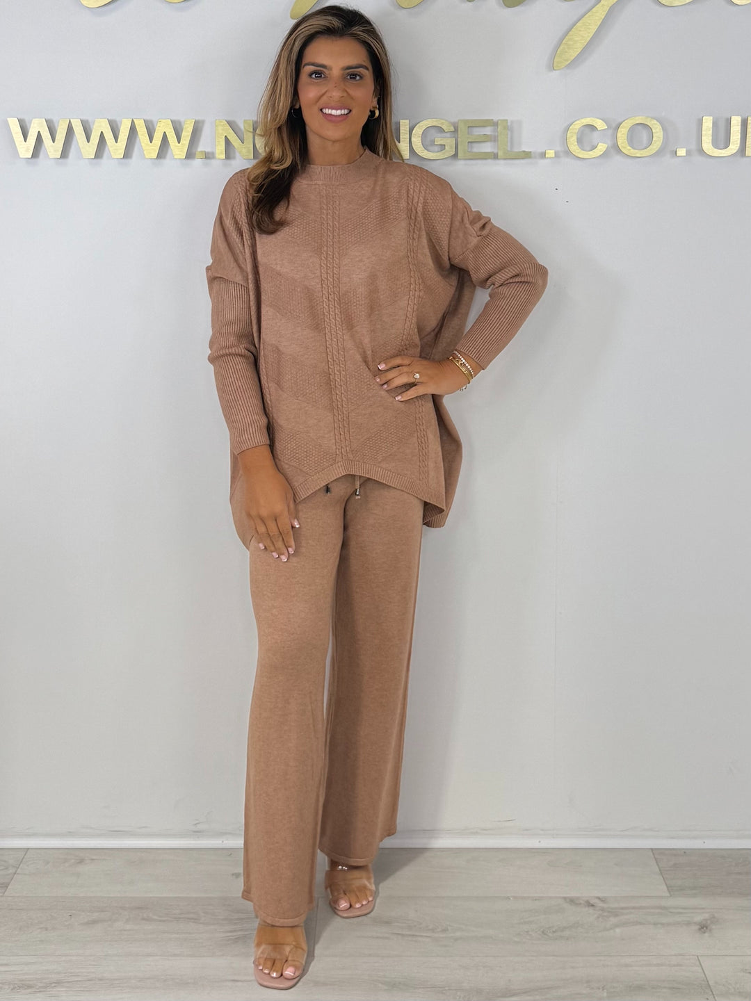 Soft Knit Cable Design Jumper & Wide Leg Trouser Co-ord (6 Colours)