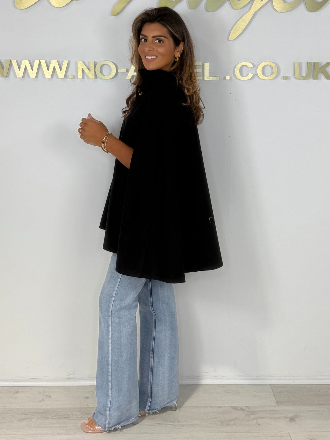 Oversize Gold Clasp Detail Collared Cape (3 Colours)