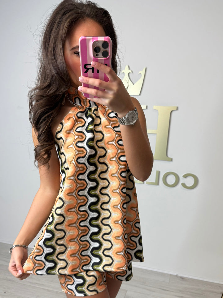 Wavey Halter Neck Floaty Top & Shorts Co-ord (2 Colours)