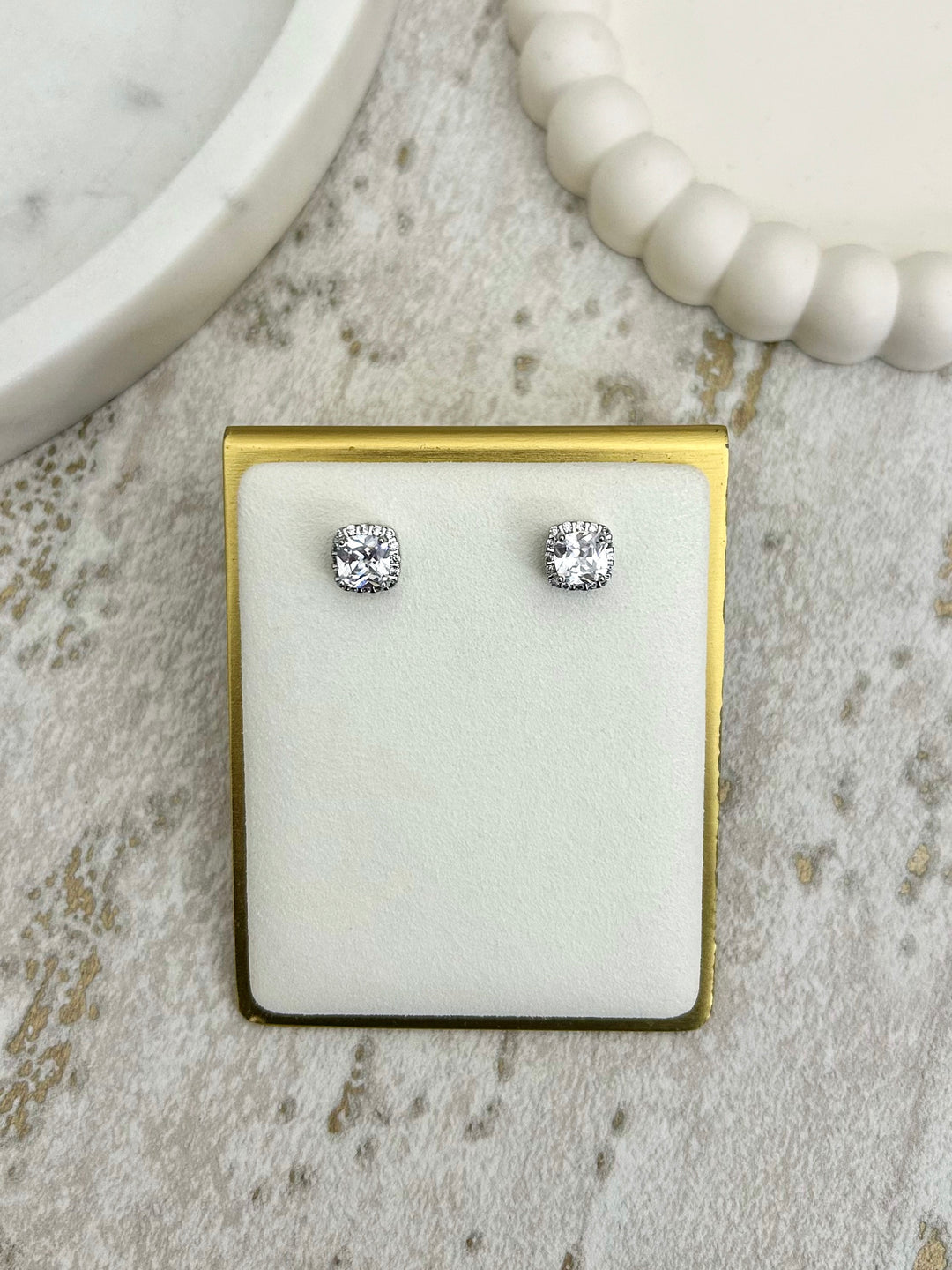 Square Gem Stud Earrings (2 Colours)