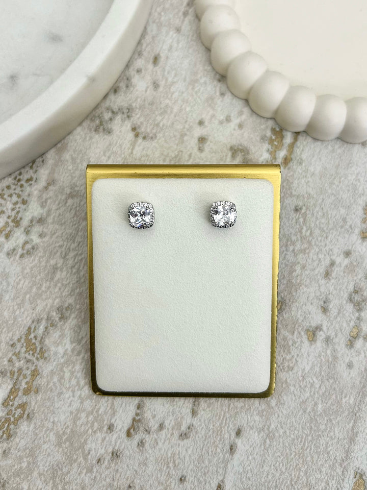 Square Gem Stud Earrings (2 Colours)