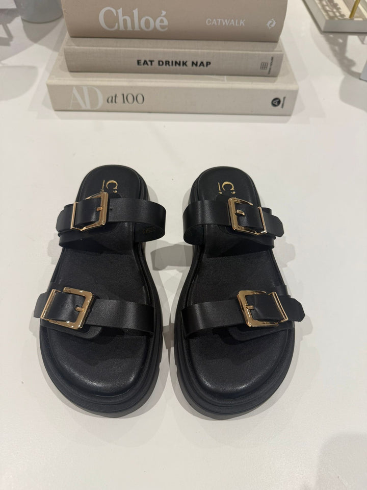 Chunky Sole Double Buckle Sandal (2 Colours)