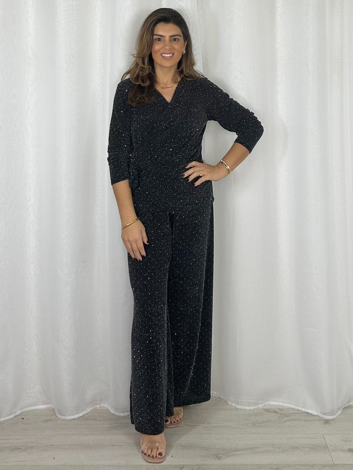 Scattered Diamante Cross Over Tie Front Co-Ord (2 Colours)