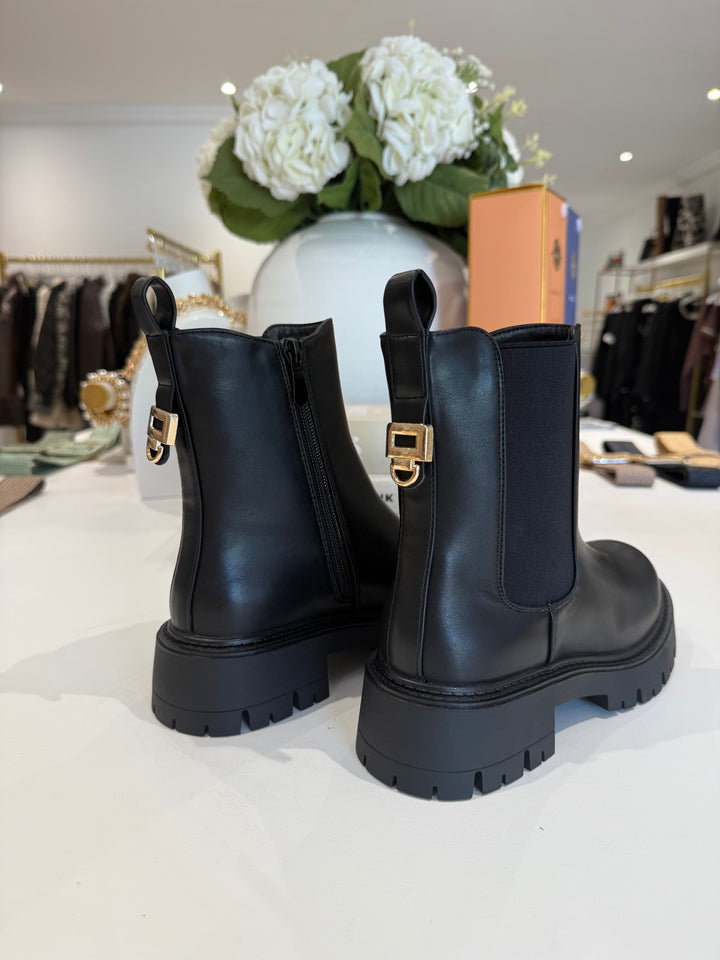 Faux Leather Chucky Gold Detail Boot