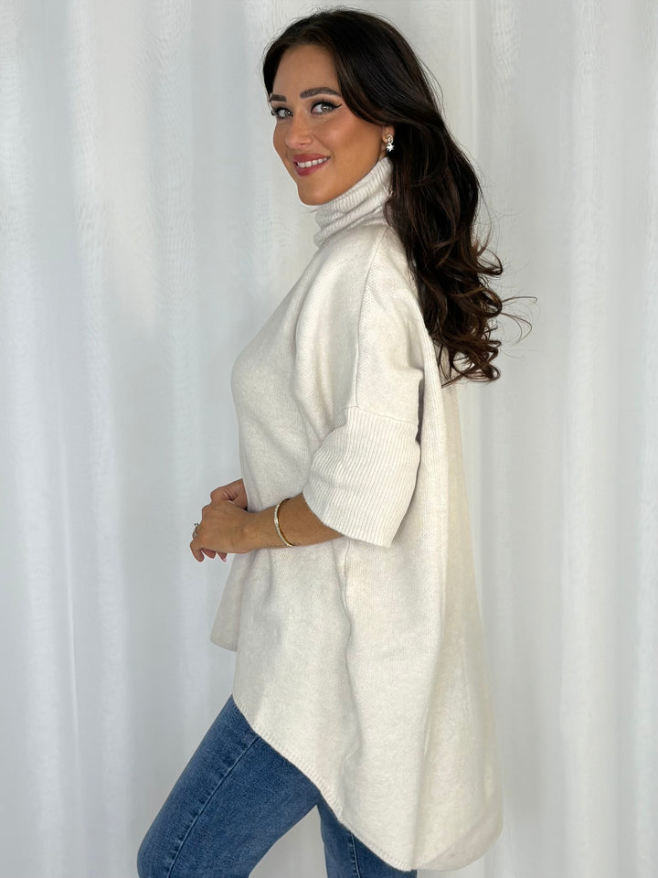Soft Knit High-Low Roll Neck Jumper (4 Colours)