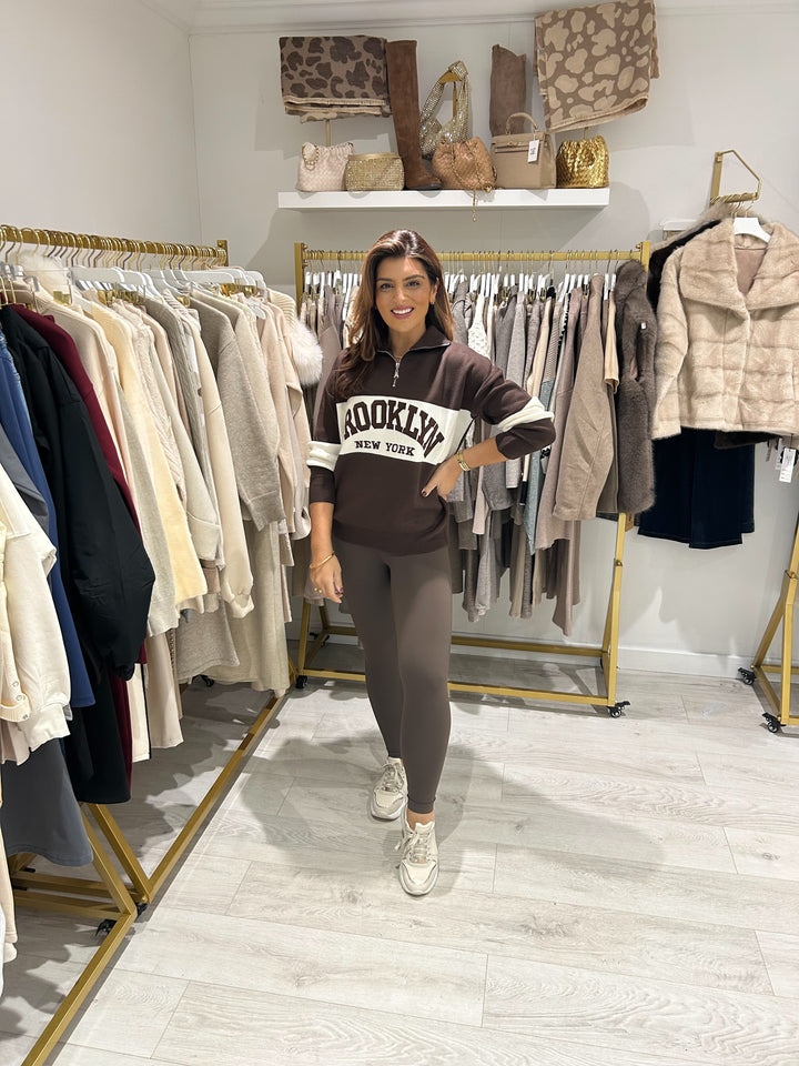 1/4 Zip Chocolate Brooklyn Striped Jumper