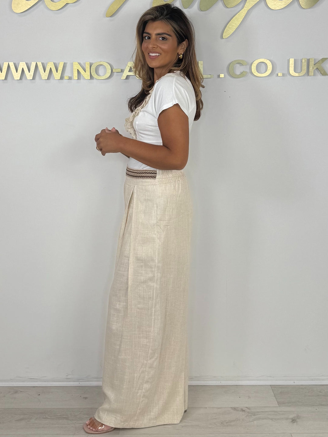 Frill Woven Detail T-Shirt & Woven Detail Trousers (2 Colours)
