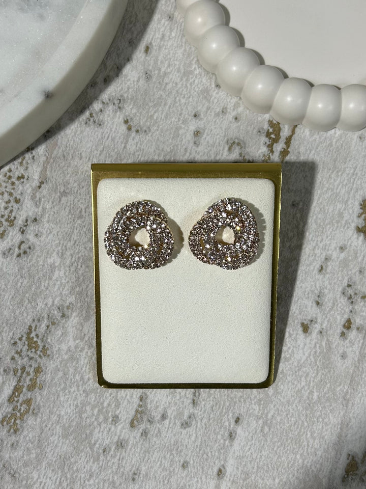 Interlock Circle Diamante Stud Earrings (2 Colours)