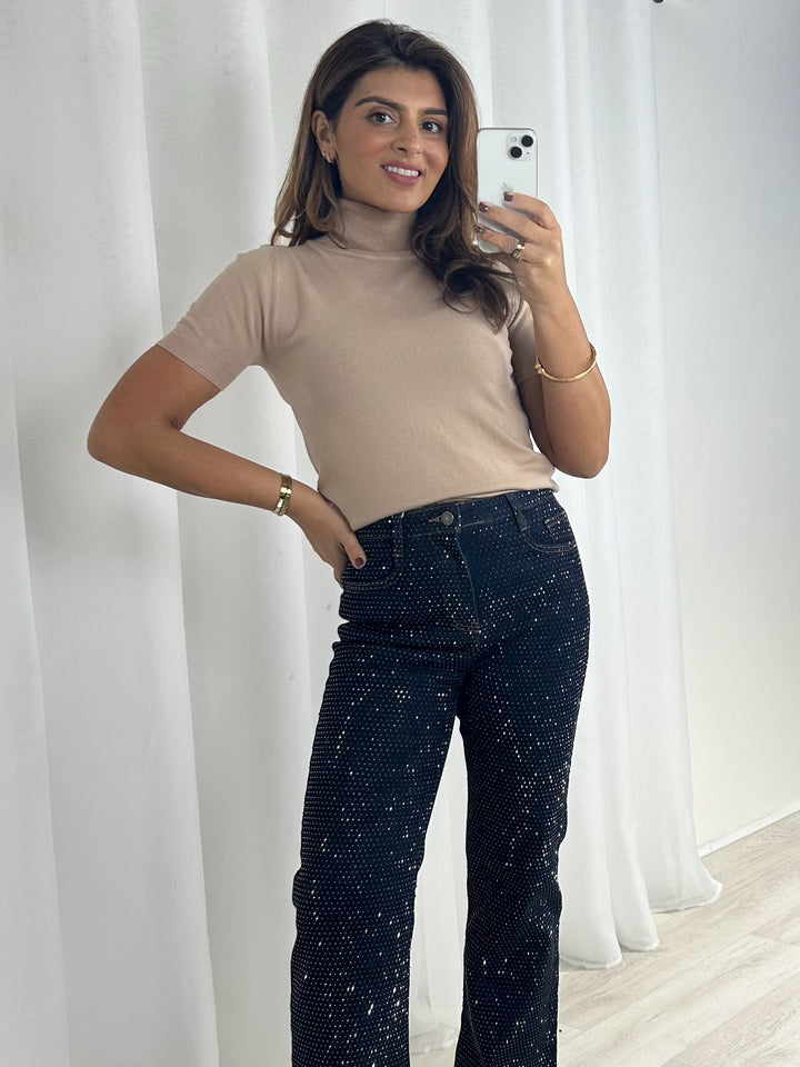 Denim Scattered Diamante Jeans (2 Colours)