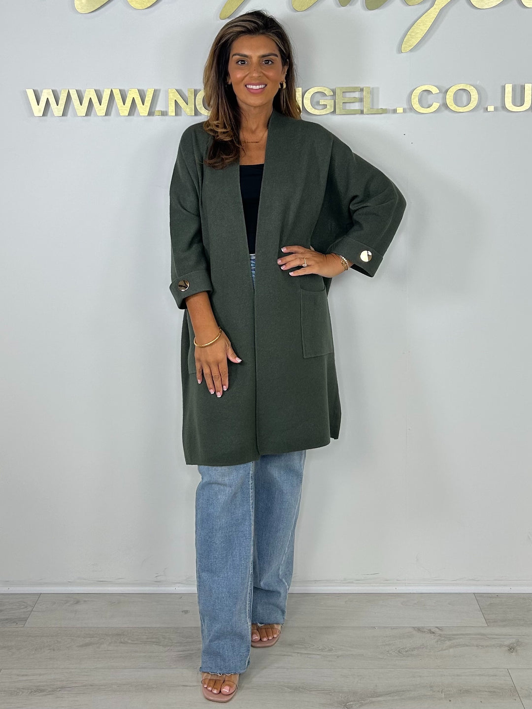 Soft Knit Gold Button Sleeve Open Longline Cardigan (5 Colours)