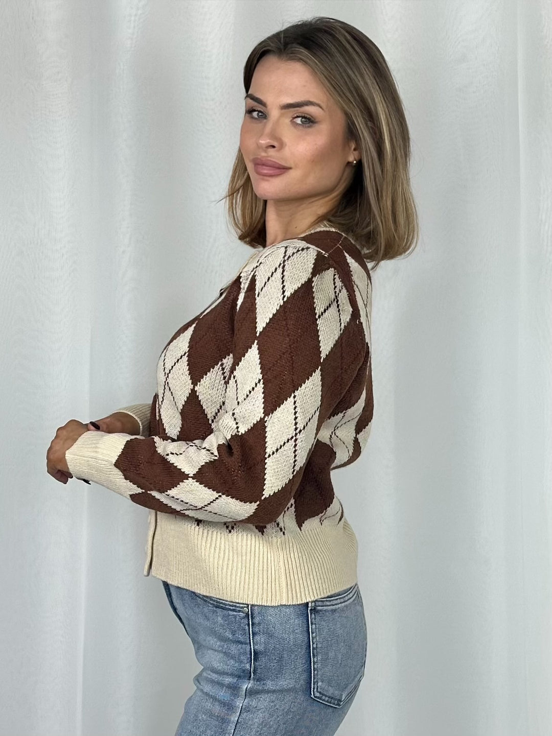 Soft Knit Red Diamond Print Cardigan (2 Colours)