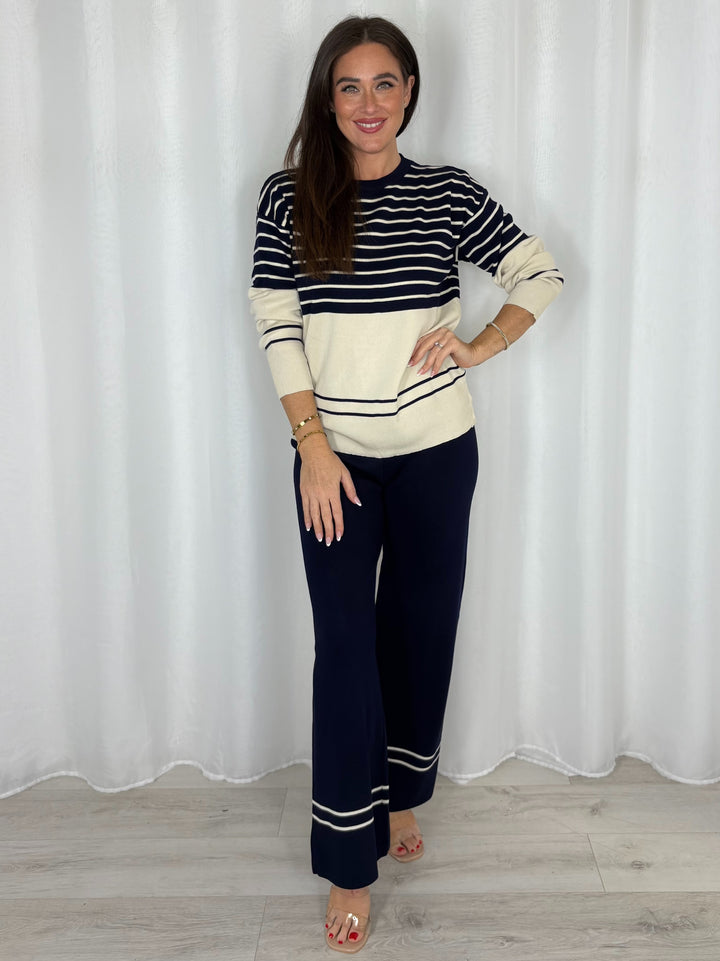 Round Neck Striped Jumper And Trouser Co-Ord (5 Colours)