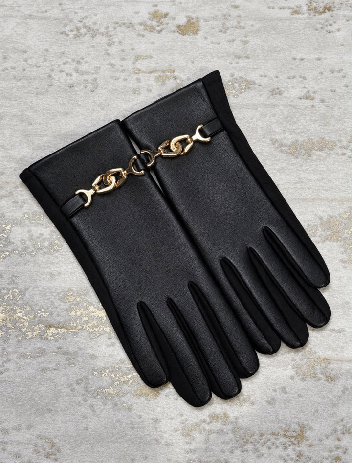 Plain Faux Leather Gold Buckle Glove (5 Colours)