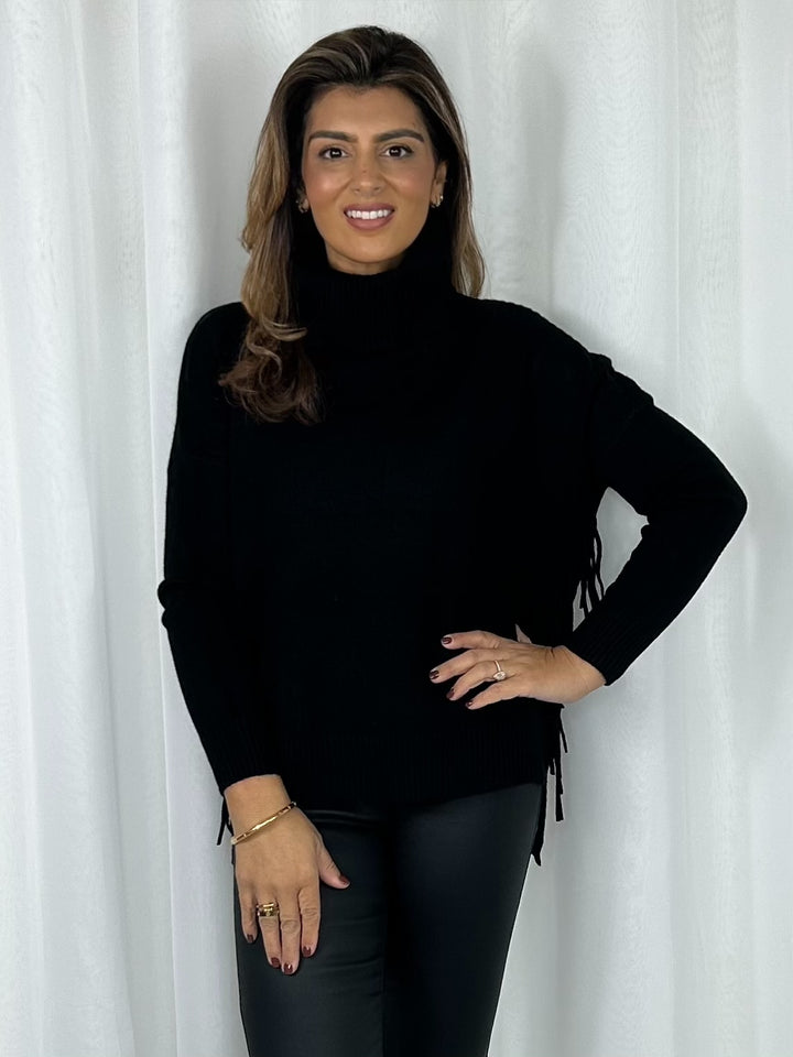 Soft Knit Roll Neck Tassel Side Jumper (5 Colours)