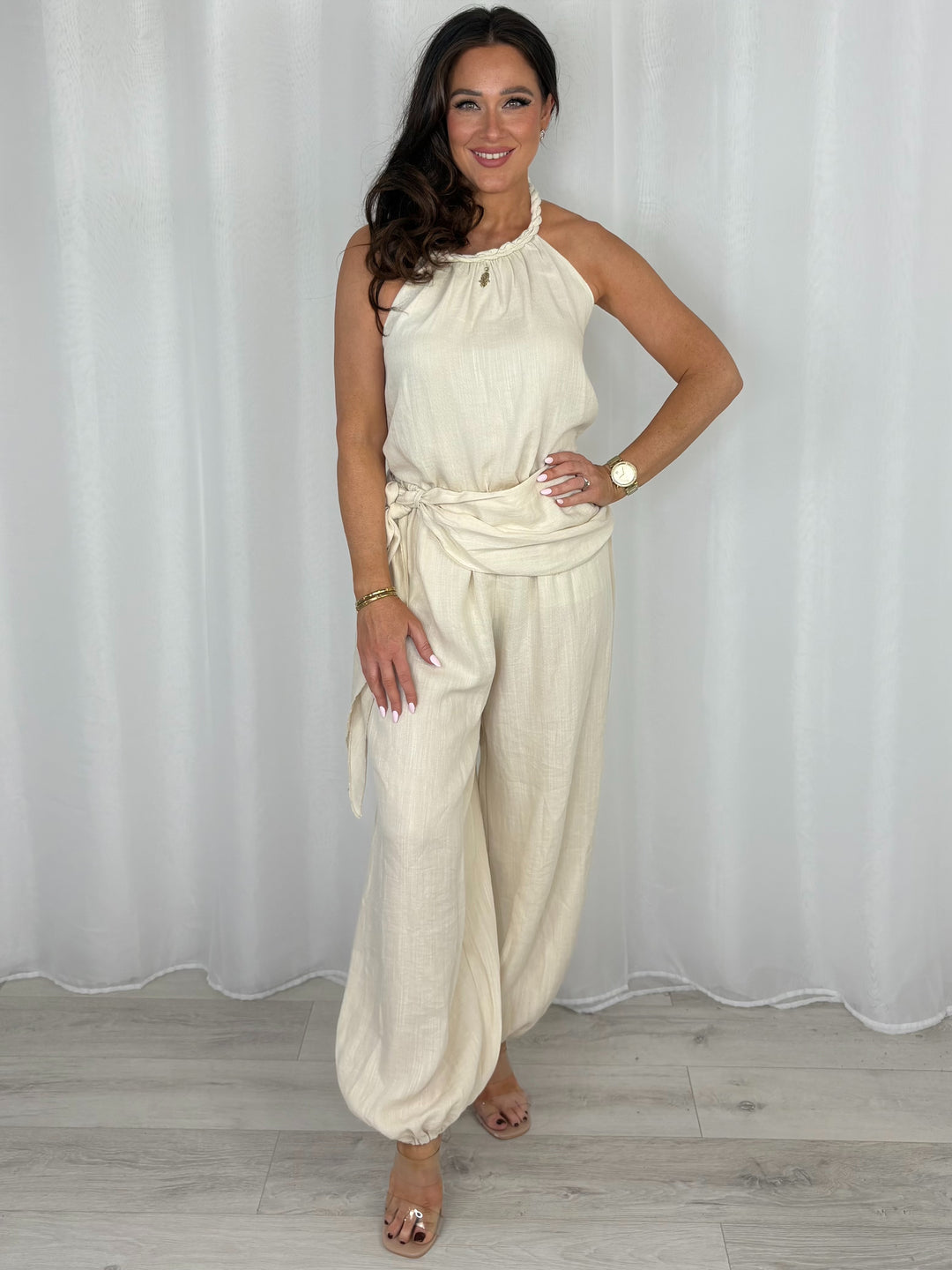 Rope Halter Neck Tie Waist Harem Trouser Co-Ord (6 Colours)