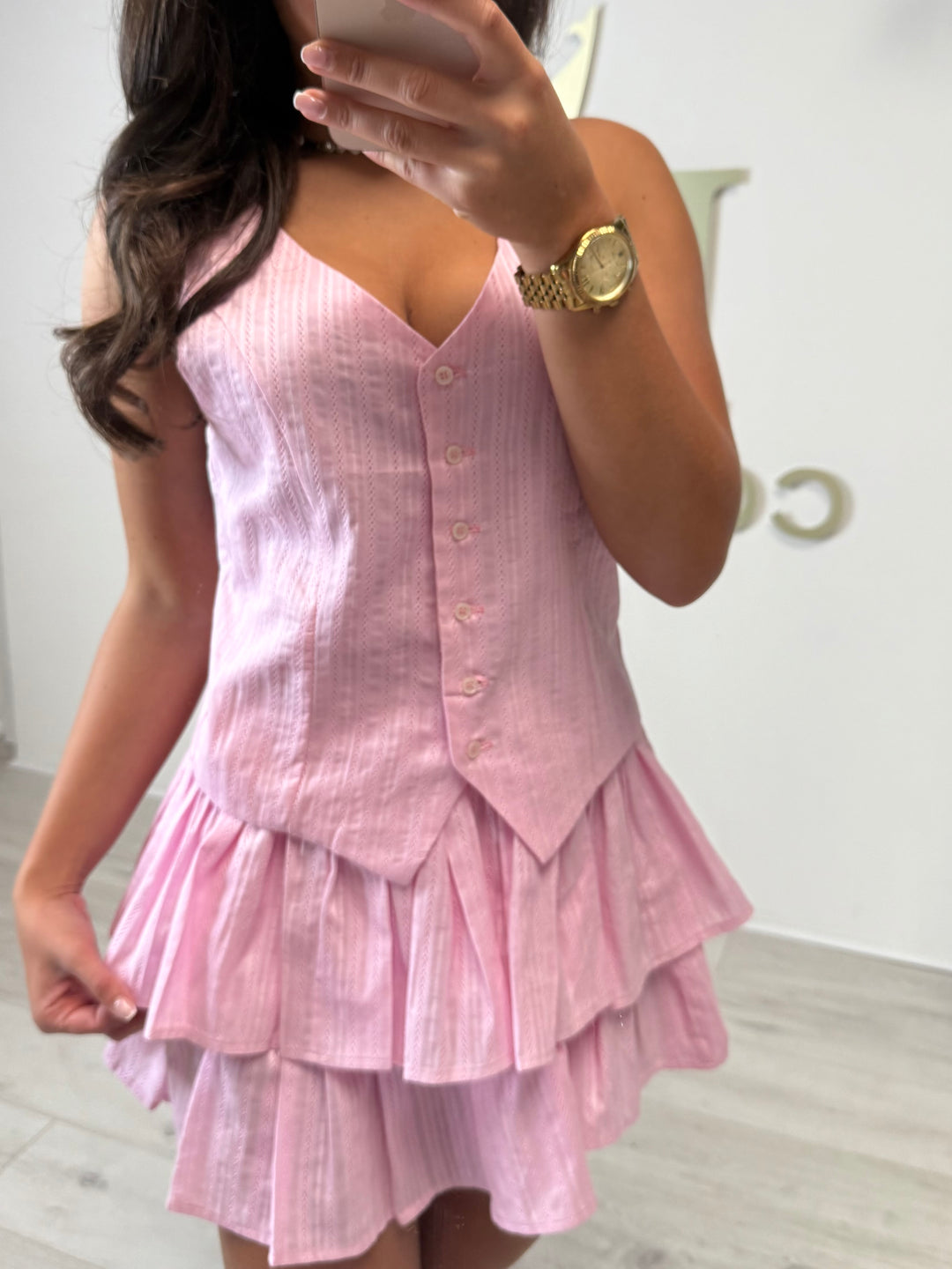 Button Up Waistcoat & Frill Rara Skirt Co-ord (2 Colours)