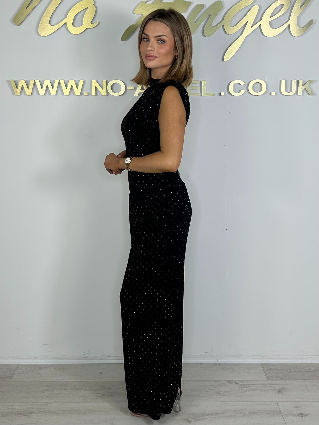 Scattered Diamante Sleeveless Shoulder Padded Trouser Co-Ord (2 Colours)