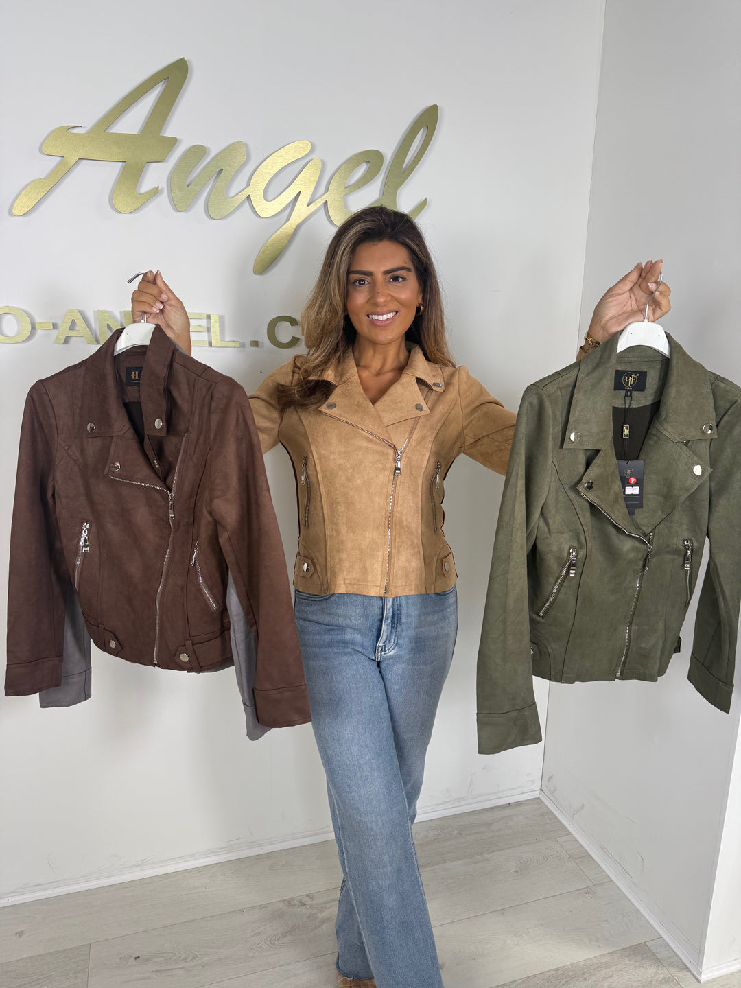 Faux Suede Military Zip Up Biker Jacket (4 Colours)