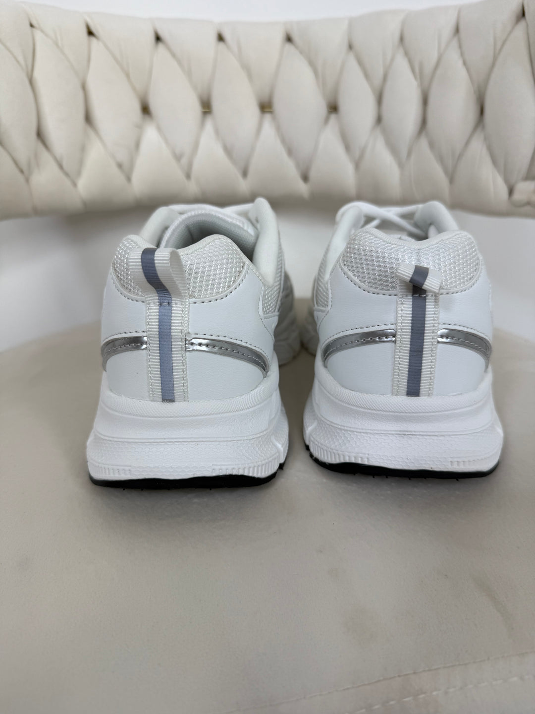 White Silver Detail Lace Up Trainers