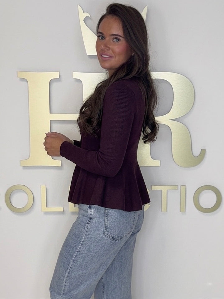 Ribbed Peplum Button Up Cardigan (2 Colours)