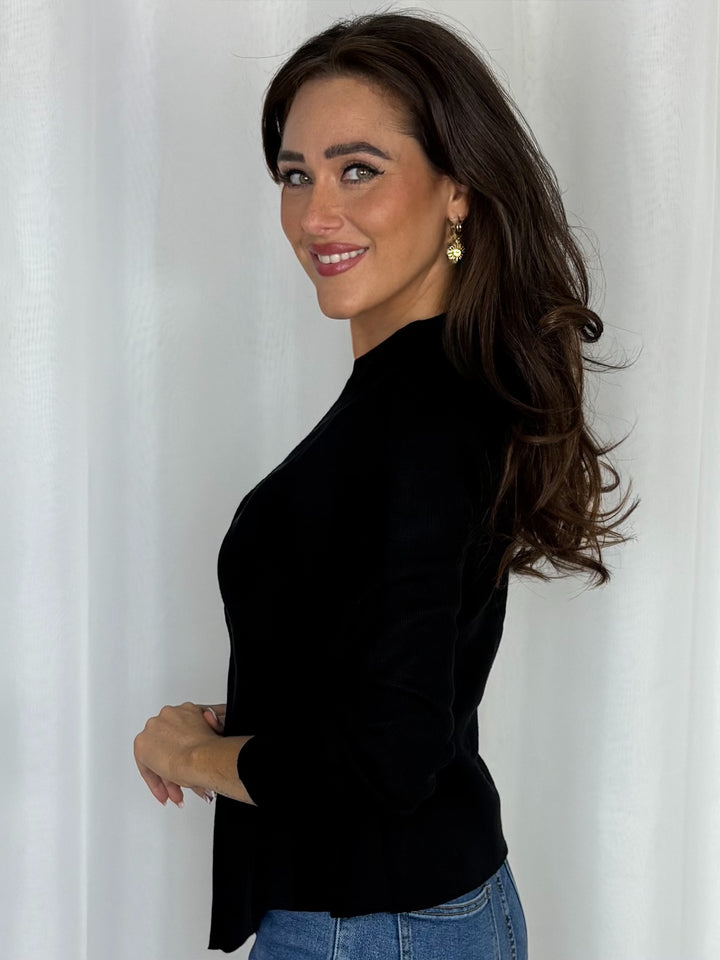 Covered Button Peplum Cardigan (5 Colours)