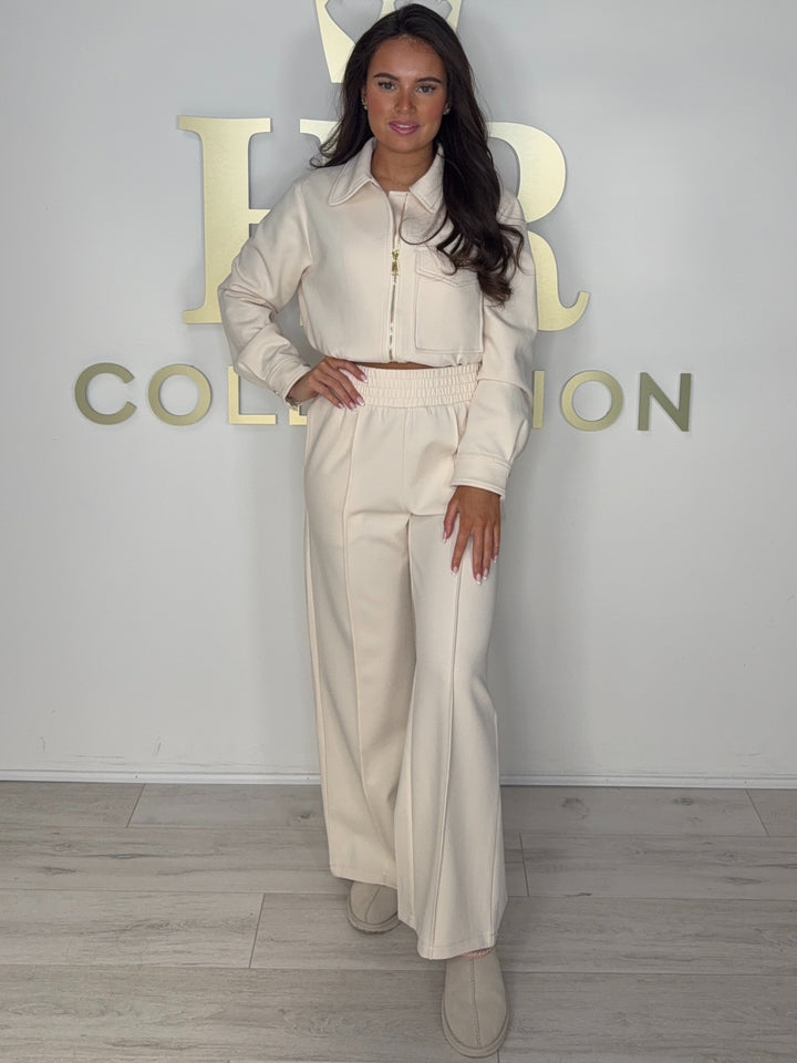 Luxury Gold Zip Collared Straight Leg Trouser Co-ord (2 Colours)
