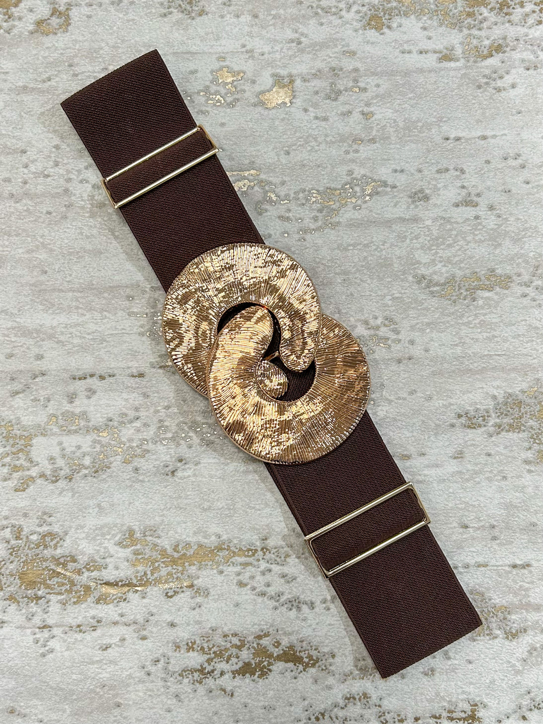 Gold Textured Circle Interlock Elasticated Belt (5 Colours)