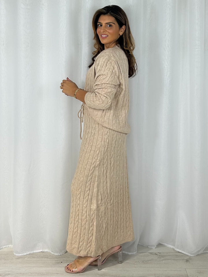 Thick Cable Knit Jumper & Maxi Skirt Co-Ord (3 Colours)