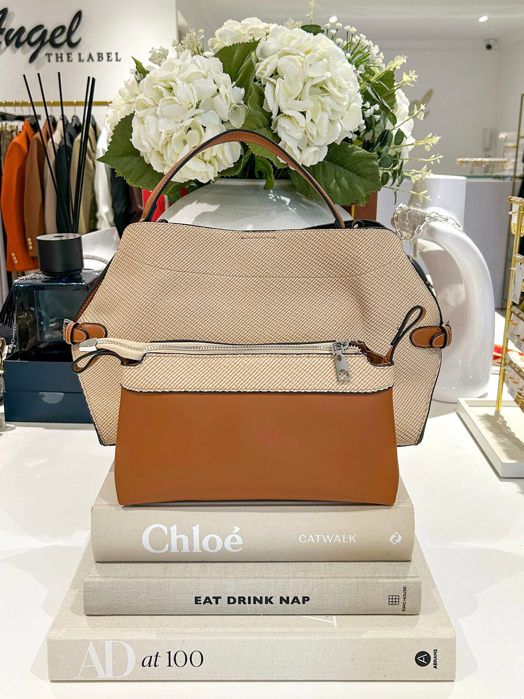 Two Toned Textured Buckle Bag