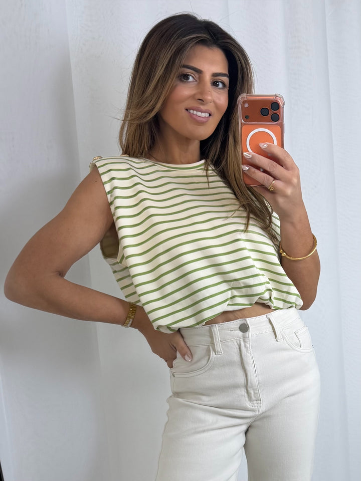 Textured Button Shoulder Pad Puffball Top (6 Colours)