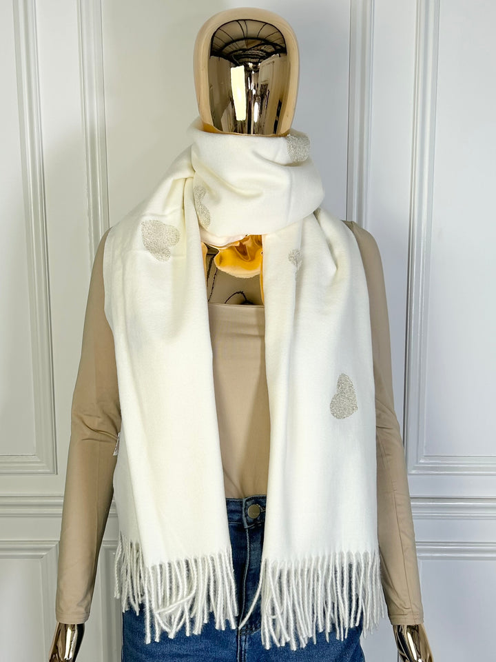 Heart Fleck Tassel Scarf