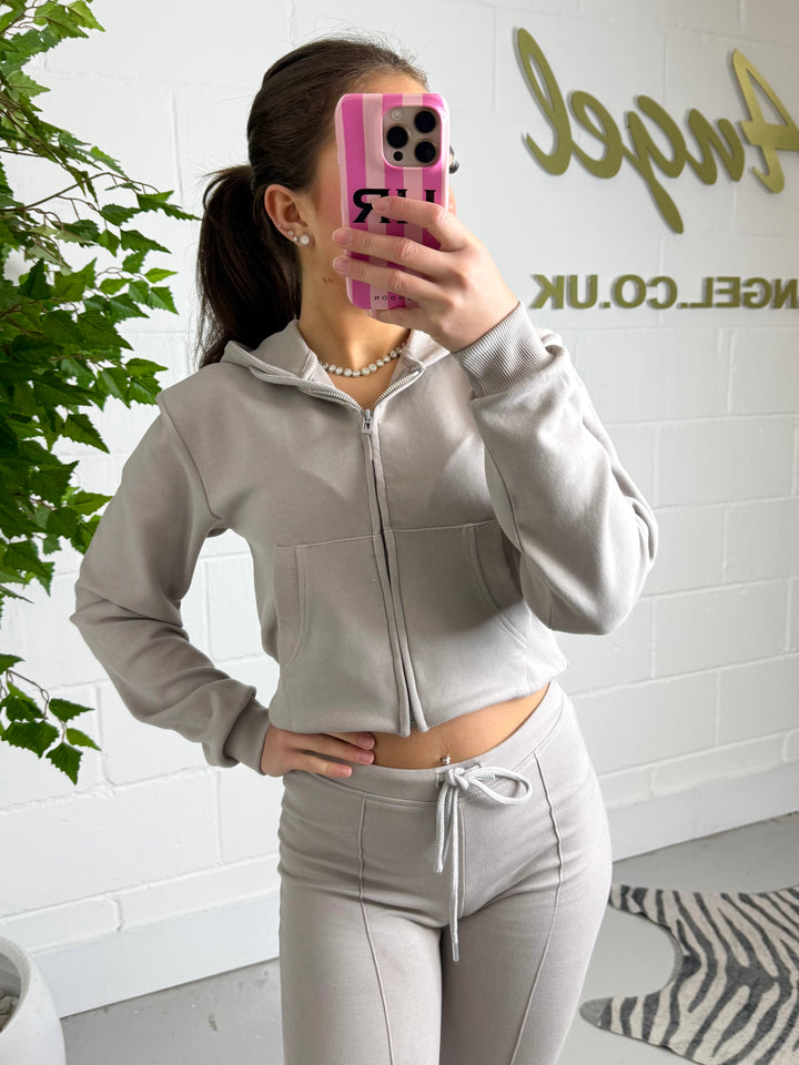 Hooded Zip Up Jacket With Flared Trouser Co-Ord (4 Colours)