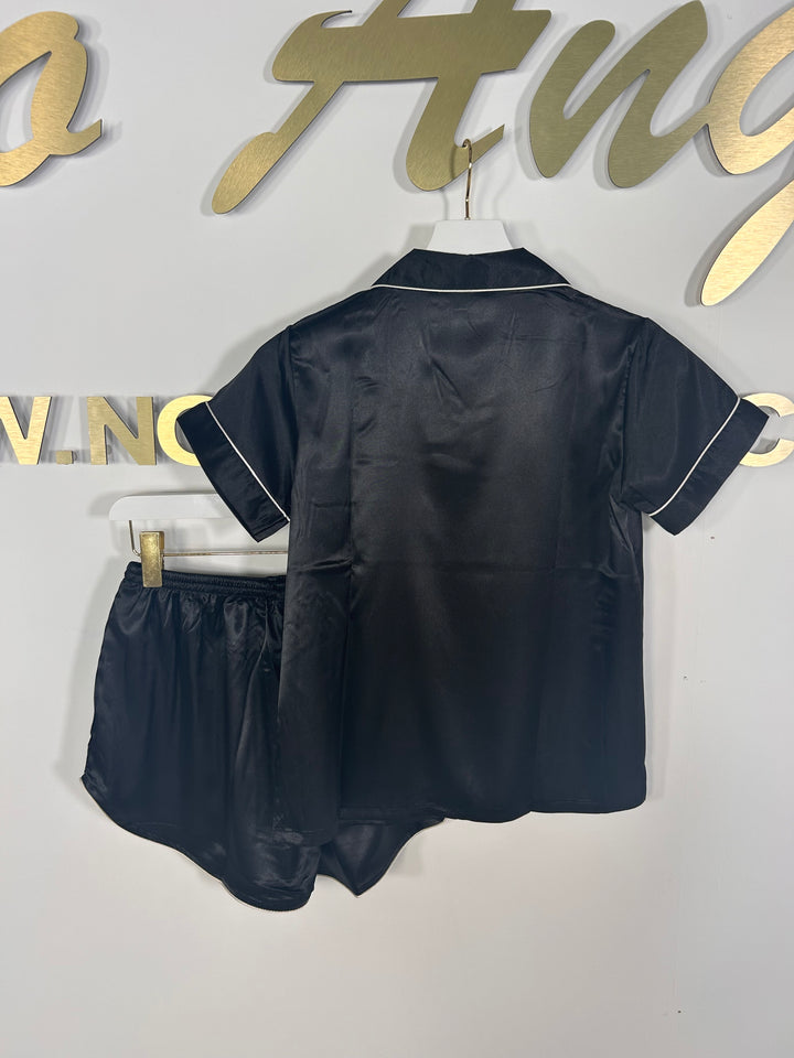 Satin Short Sleeve Pajama Set (3 Colours)