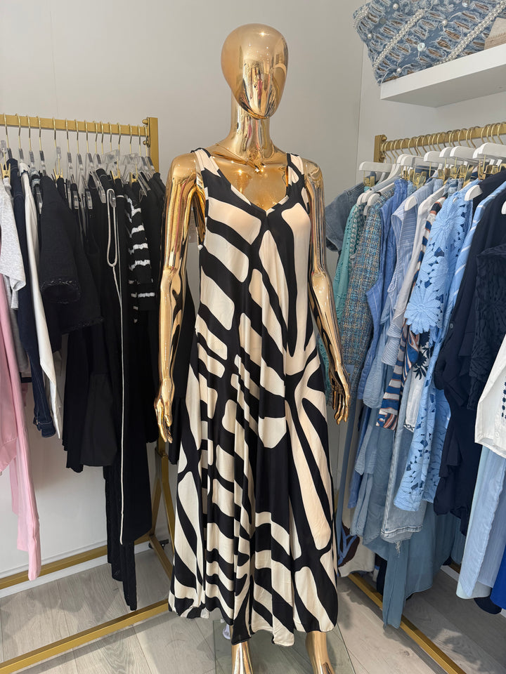 Silk Mix Print Maxi Dress With Pockets (2 Colours)